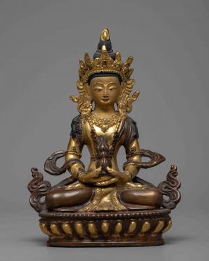 Amitayus Buddha Statue | Handcarved Buddhist Figurines for Meditation Shrine | Antique Nepalese Craft | Religious Art Decors for Zen Space